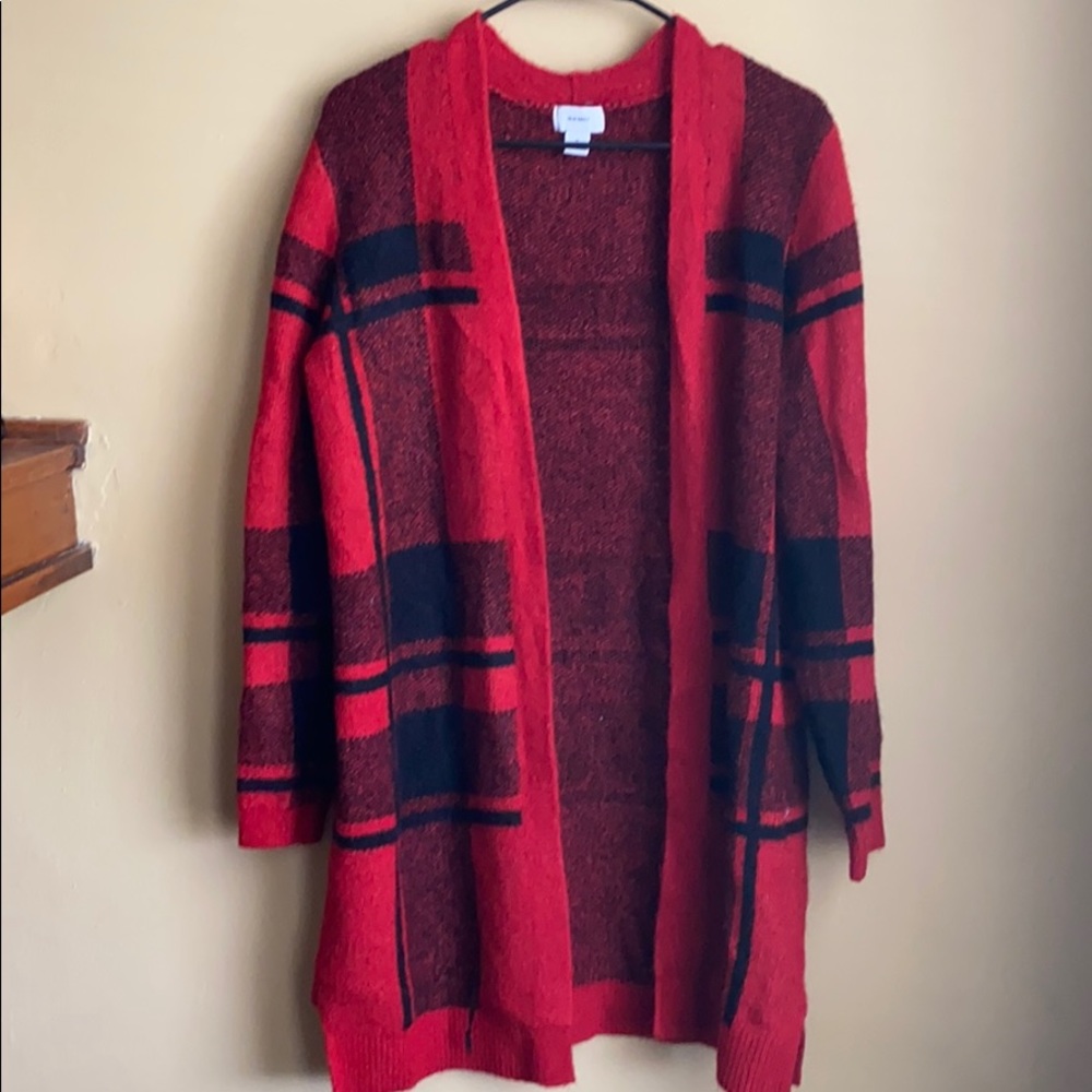 Old Navy Buffalo Plaid Long Cardigan